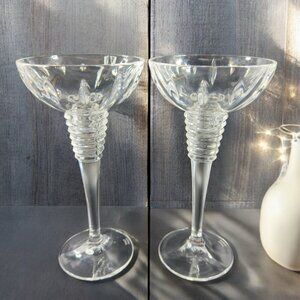 Waterford Fine Crystal Gemini Ball Candlestick Set 2 Clear Heavy Votive Holder